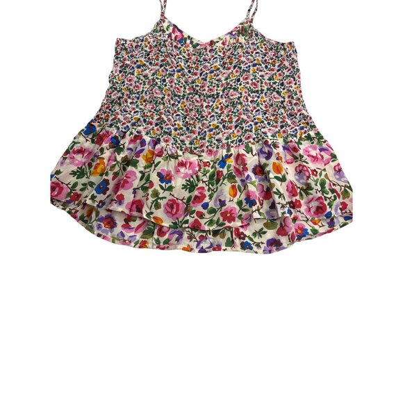 Madewell Womens Floral Silk Sleeveless Tank Top Size S Pleated Babydoll Fairy - Picture 6 of 9